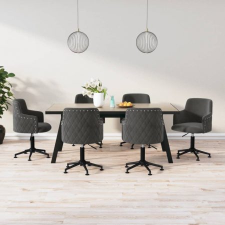 Bild på vidaXL Snurrbara matstolar 6 st mörkgrå sammet