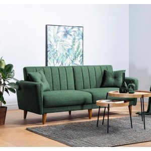 Aqua 3-sits bäddsoffa - Grön + Möbelvårdskit för textilier - 3-sits soffor