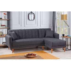 Aqua divanbäddsoffa höger - Mörkgrå - 3-sits soffor
