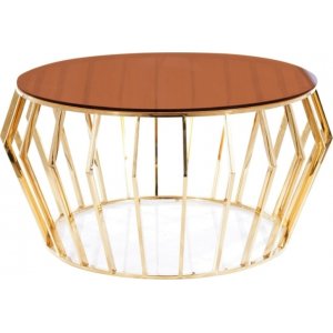Ariana soffbord 80 cm - Amber/guld - Glasbord