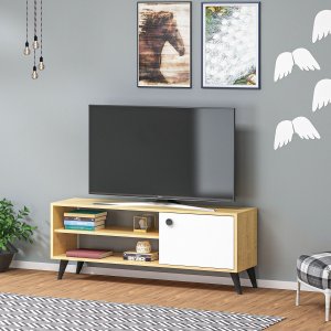 Athena mediabänk - Safir/ek/vit - TV-bänkar & mediabänkar -TV-bänkar & mediabänkar - Hyllor & Förvaring