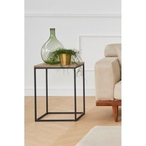 Atlantis sidobord 45 x 45 cm - Valnöt/svart - Sidobord & lampbord