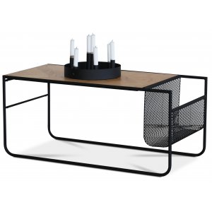 Björkeryd soffbord med förvaring 100 x 50 cm - Svart / Ek - Soffbord i trä