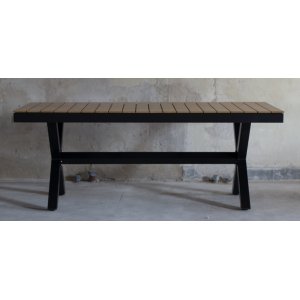 Bologna matbord 200-240 cm - Svart / Ek -Utematbord - Utebord