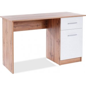 Boro skrivbord 120x51 cm - Wotan ek/vit - Skrivbord med hyllor | lådor