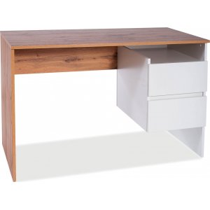 Boro skrivbord 120x55 cm - Wotan ek/vit - Skrivbord med hyllor | lådor