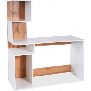 Boro skrivbord 125x50 cm - Vit/wotan ek - Skrivbord med hyllor | lådor