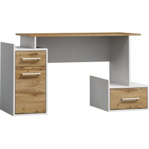 Boro skrivbord 170x60 cm - Wotan ek/vit - Skrivbord med hyllor | lådor