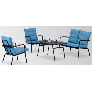 Bremen trädgårdsmöblemang - Blå/svart + Möbelpolish - Loungegrupper