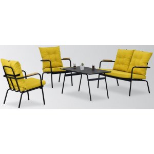 Bremen trädgårdsmöblemang - Gul/svart + Möbelpolish - Loungegrupper