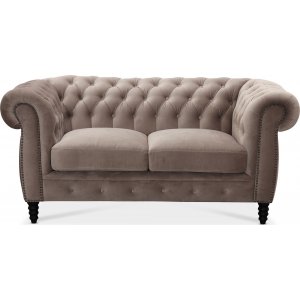 Chesterfield Cambridge 2-sits soffa - Ljusgrå sammet - 2-sits soffor