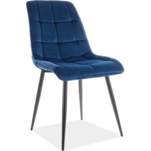 4 st Chic matstol - Blå sammet - Klädda & stoppade stolar