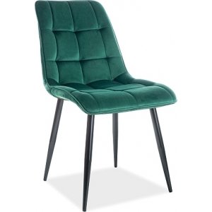 4 st Chic matstol - Grön sammet - Klädda & stoppade stolar