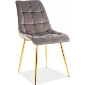 4 st Chic matstol - Guld/grå sammet - Klädda & stoppade stolar