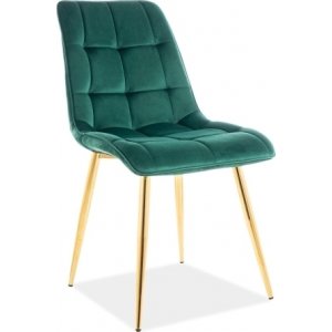 4 st Chic matstol - Guld/grön sammet - Klädda & stoppade stolar