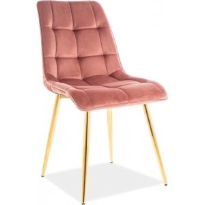 4 st Chic matstol - Guld/rosa sammet - Klädda & stoppade stolar