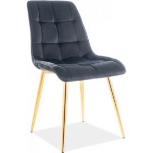 4 st Chic matstol - Guld/svart sammet - Klädda & stoppade stolar