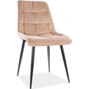 4 st Chic matstol - Beige sammet/svart - Klädda & stoppade stolar