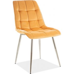 4 st Chic matstol - Orange sammet/krom - Klädda & stoppade stolar