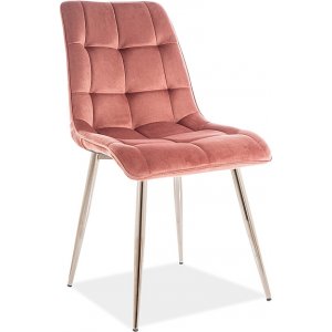 4 st Chic matstol - Rosa sammet/krom - Klädda & stoppade stolar
