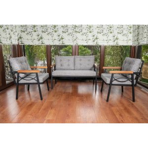 Damla trädgårdsmöblemang 2 - Svart/grå + Möbelvårdskit för textilier - Loungegrupper