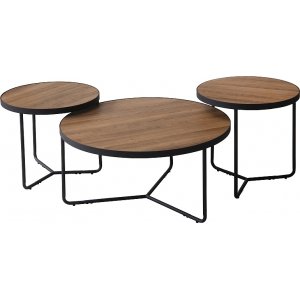 Demeter soffbord Ø80/50/50 cm - Valnöt - Soffbord i trä