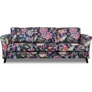Ekerö 3-sits blommig soffa - Eden Parrot Black + Möbelvårdskit för textilier - 3-sits soffor