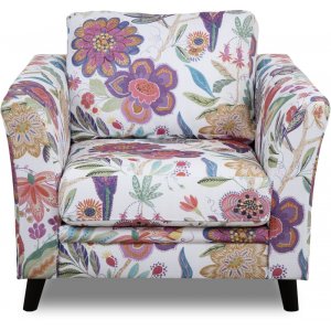 Ekerö blommig fåtölj - Eden Parrot White/Purple - Tygfåtöljer