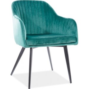 2 st Elina matstol - Grön sammet - Karmstolar