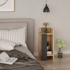Elos sängbord höger - Ek/antracit - Sängbord -Sovrumsmöbler - Sängbord