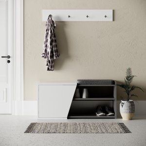 Fiona skoskåp - Antracit/vit - Skoskåp -Skoskåp - Hallmöbler