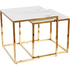 Gloria soffbord 45 x 45 cm - Marmor/guld - Glasbord