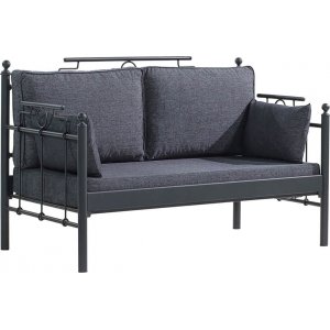 Hampus 2-sits utesoffa - Svart/antracit + Möbelvårdskit för textilier - Utesoffor