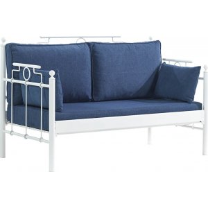 Hampus 2-sits utesoffa - Vit/blå + Möbelvårdskit för textilier - Utesoffor