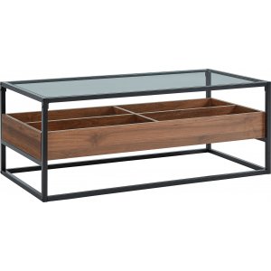 Harmony soffbord 110 x 55 cm - Valnöt/svart - Glasbord