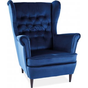 Harry fåtölj - Blå sammet - Tygfåtöljer