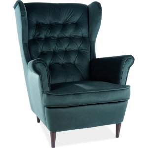 Harry fåtölj - Grön sammet - Tygfåtöljer