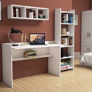 Hera skrivbord med bokhylla 118x58 cm - Vit - Skrivbord med hyllor | lådor