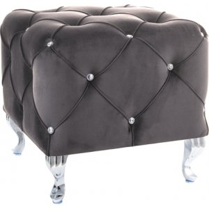 Hestia puff - Grå sammet - Sittpuffar