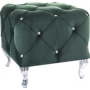 Hestia puff - Grön sammet - Sittpuffar