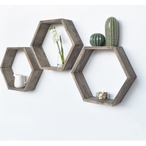 Hex vägghylla - Valnöt - Vägghyllor -Hyllor & Förvaring - Hyllor