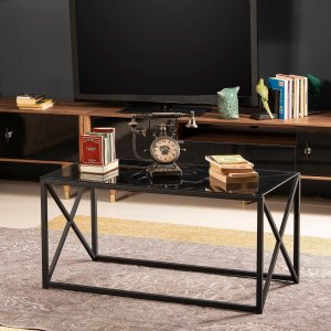 Iliomar soffbord 94 x 49 cm - Svart - Glasbord