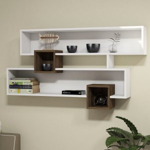 Karen vägghylla - Valnöt/vit - Vägghyllor -Hyllor & Förvaring - Hyllor