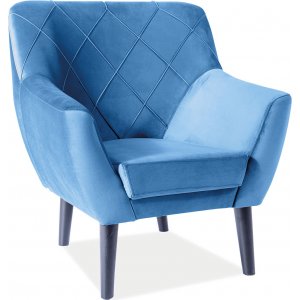 Kier fåtölj - Blå sammet - Tygfåtöljer