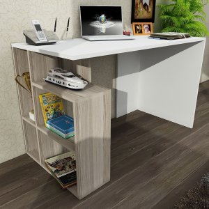 Laban skrivbord 120x60 cm - Vit/cordoba - Skrivbord med hyllor | lådor