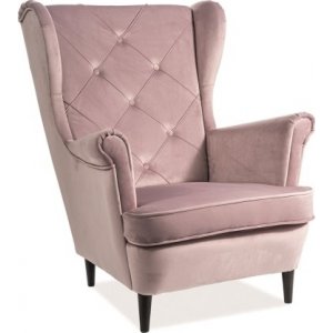 Lady fåtölj - Rosa sammet - Tygfåtöljer