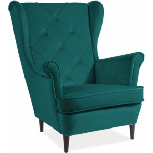 Lady fåtölj - Turkos sammet - Tygfåtöljer