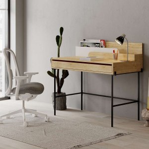 Leila skrivbord 108x60 cm - Ek/vit - Övriga kontorsbord & skrivbord