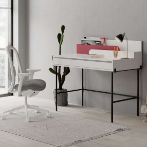Leila skrivbord 108x60 cm - Vit/vinröd - Övriga kontorsbord & skrivbord