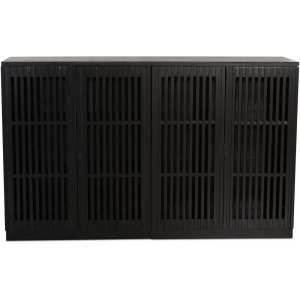 Level sideboard med dörrar i ribbor B140 cm - Svart - Skänkar & Sideboards -Skänkar & Sideboards - Hyllor & Förvaring